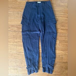 Joie Gray Cotton Gauze Cargo Pants